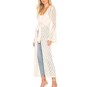 Tularosa‎ WENDY Cream Open knit Lace Knit Sweater Cardigan Duster Robe